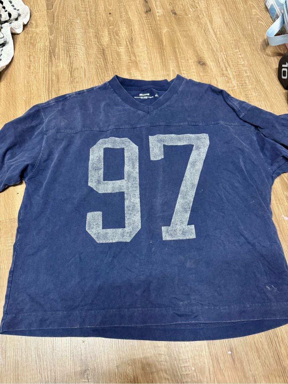 Hollister Navy Blue Short Sleeve Tee with '97' Graphic